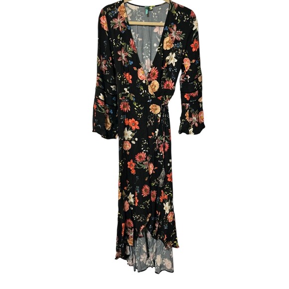 Farm Rio Long Sleeve Summer Flower Wrap Maxi Dress - Picture 4 of 8